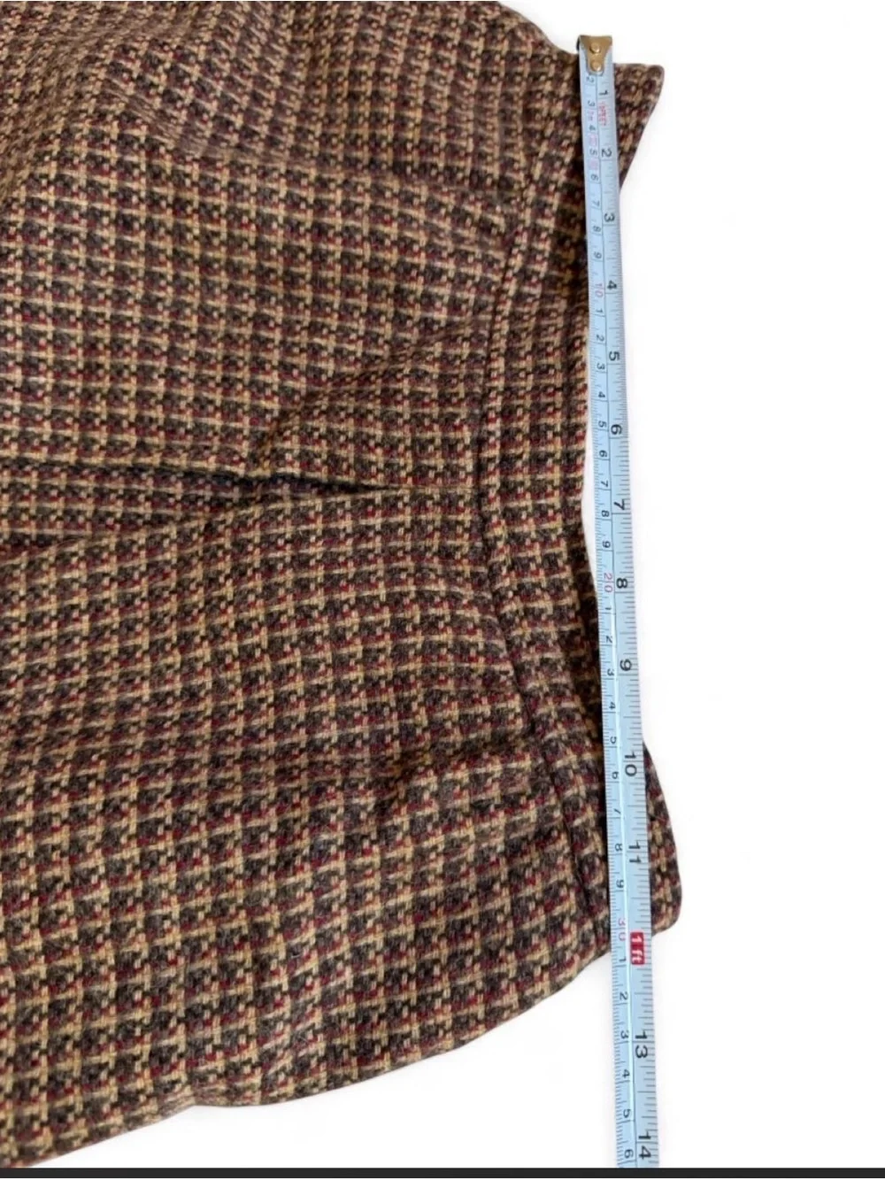 Vintage villager Brown Houndstooth A-Line Midi Skirt 100% wool
